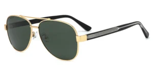 Vintage Style Striped Temple Aviator Sunglasses - P8803