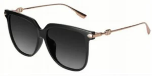 Oversized Acetate Cat Eye Sunglasses with Metal Chain Temple - H101855