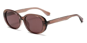 Chunky Unisex Retro Thick Acetate Brown Oval Sunglasses - 55057