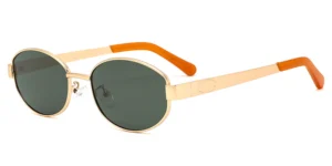 90s Retro Wide Temple Oval Metal Sunglasses - P8709