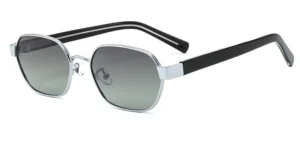 Unisex Geometric Metal Sunglasses with Thick Acetate Temples - P8812