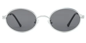 Retro Oval Metal Sunglasses with Elliptical Temple Accent - P8813