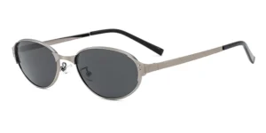 Narrow Retro Micro Oval Flat Metal Sunglasses - P8818