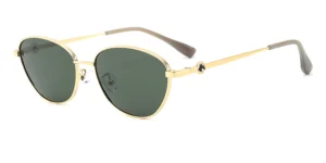 Elegant Oval Metal Sunglasses with Signature Logo Temple - P8819