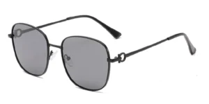 Oversized Round Metal Sunglasses with Signature Logo Temple - 58113