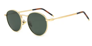 Classic Unisex Thin Metal Round Sunglasses with Tortoise Tip - P8059